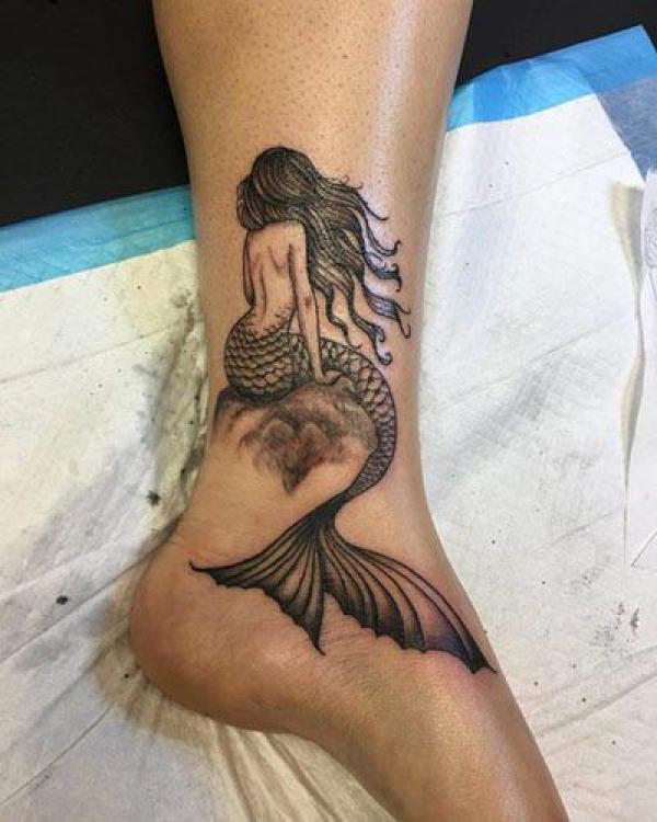 Mermaid ankle tattoo