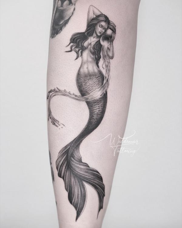 Mermaid drawing tattoo