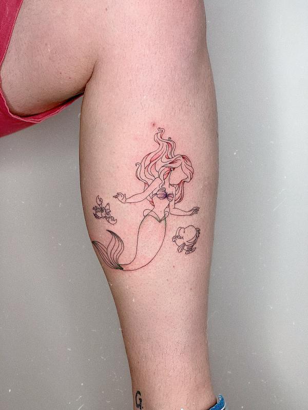 Mermaid outline tattoo