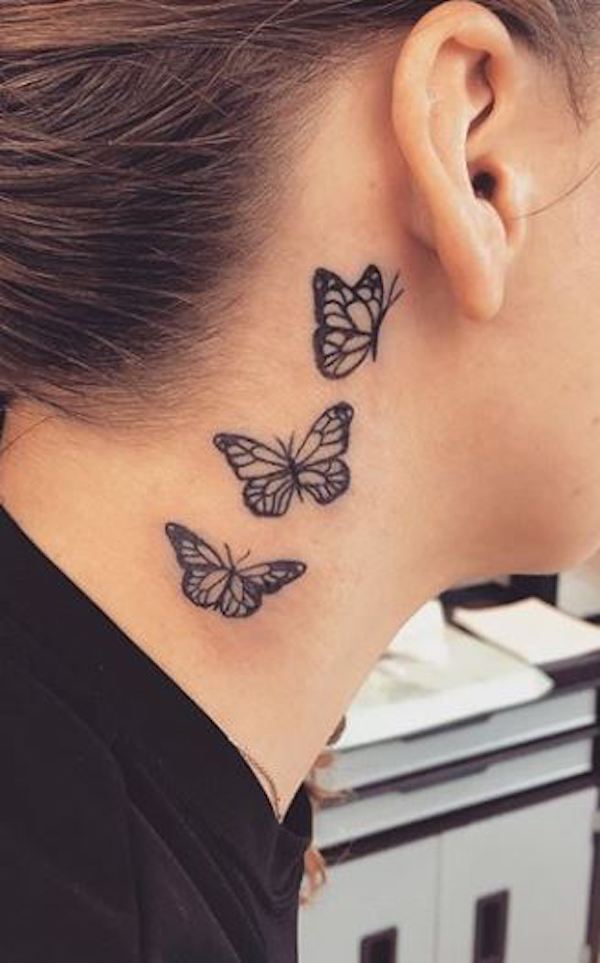 butterfly tattoo on neck  Tiny Tattoo inc