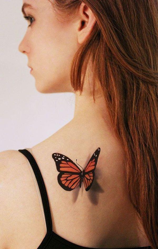 monrach 3d butterfly tattoos shoulder blade