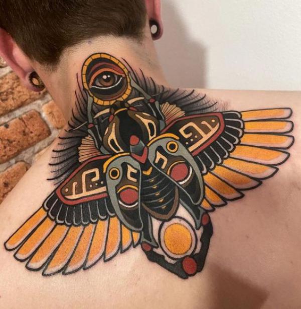 Neo traditional Scarab Beetle tattoo