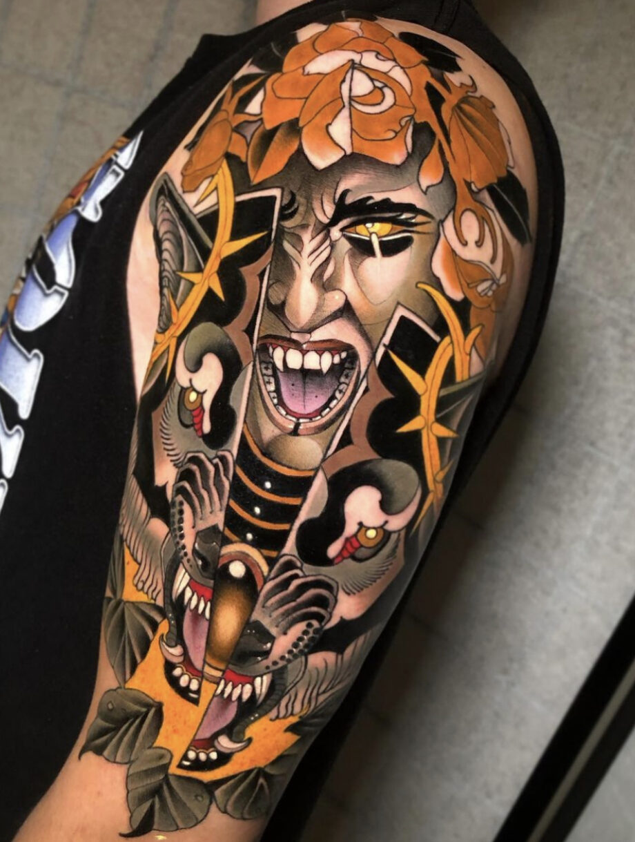 Neo traditional half sleeve tattoo