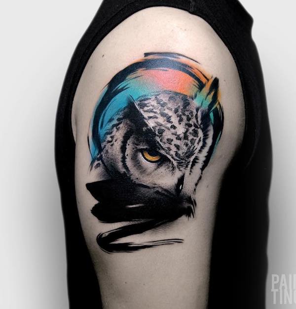 realistic owl tattoo