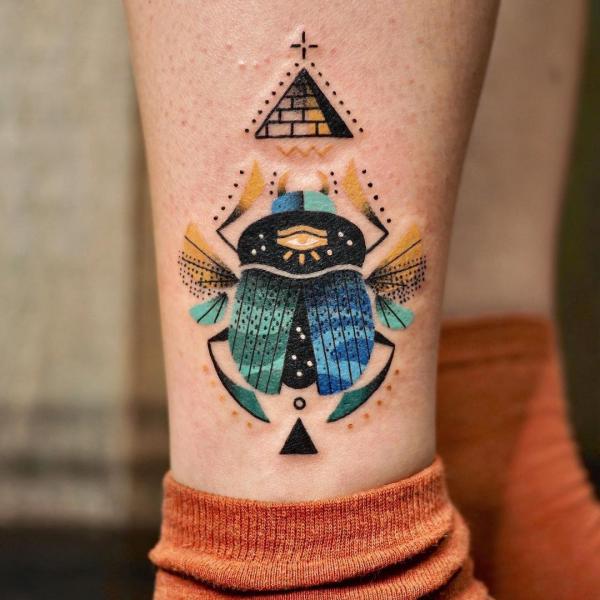 Scarab Beetle and Pyramid tattoo