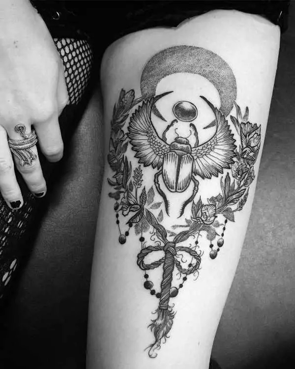 Scarab Beetle and crescent moon
