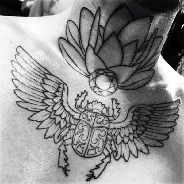 Scarab Beetle and lotus linework