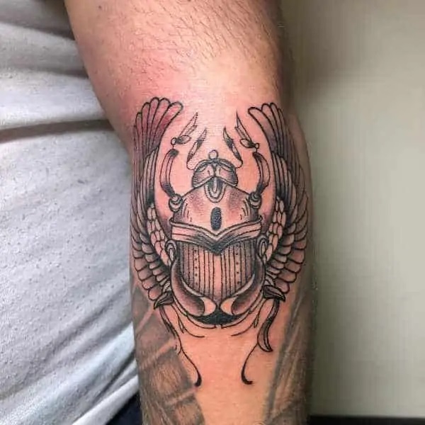 Scarab Beetle with wings tattoo
