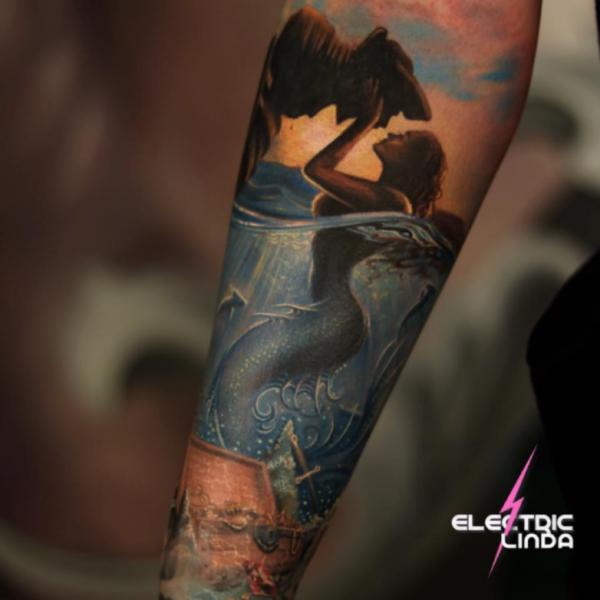 Siren mermaid and sailor tattoo