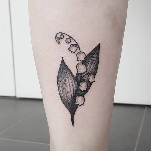 Small dotwork of lily of the valley