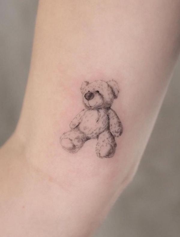 A tiny teddy bear tattoo by Barry - Clacton Tattoo Studio | Facebook