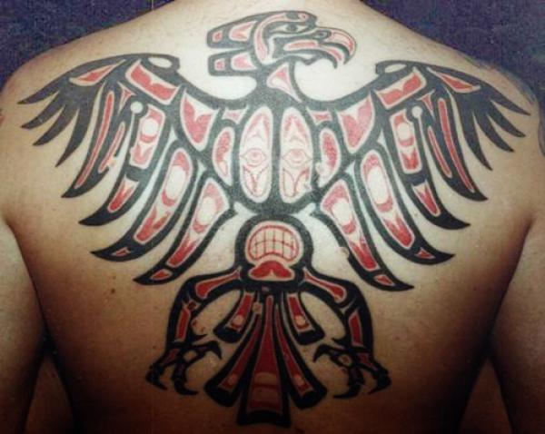 Traditional Aztec eagle tattoo