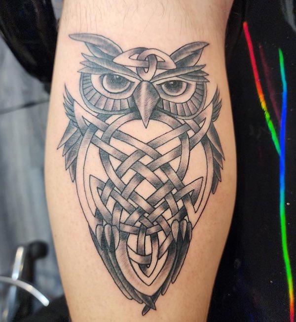 Triquetra knot owl tattoo