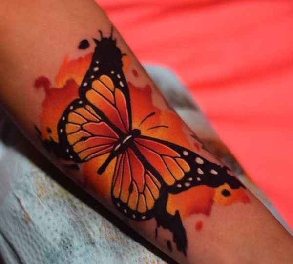 Watercolor monarch butterfly tattoo
