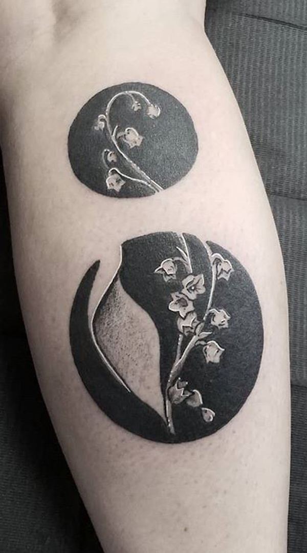 Yin Yang lily of the valley tattoo