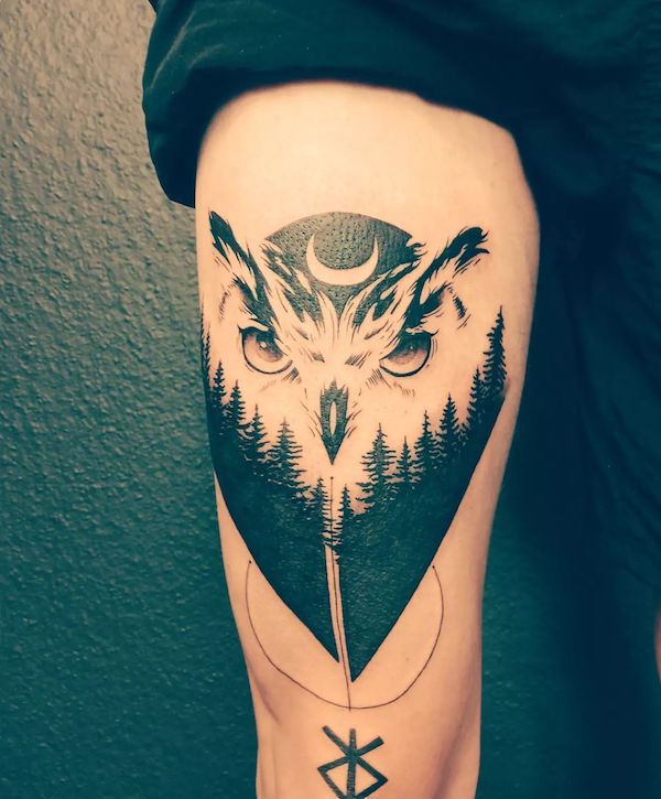 crescent owl and forest