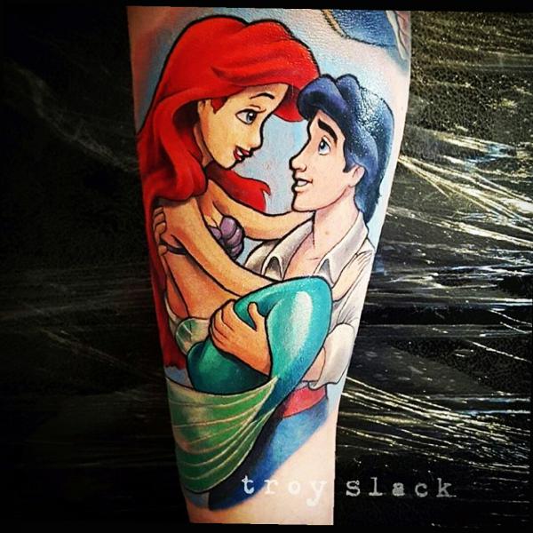 little mermaid ariel and eric tattoo