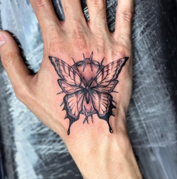 Butterfly encircled with thorns