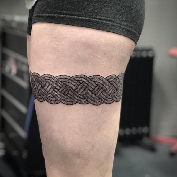 Celtic knot garter tattoo
