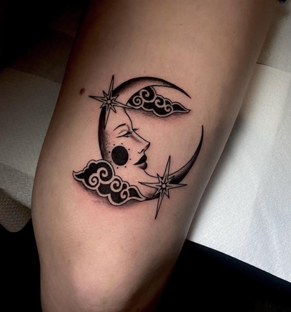 Stars And Moon Tattoo  Tattoo PNG Image  Transparent PNG Free Download on  SeekPNG