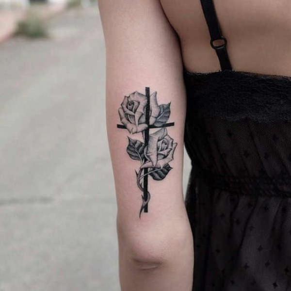 Dark rose with cross