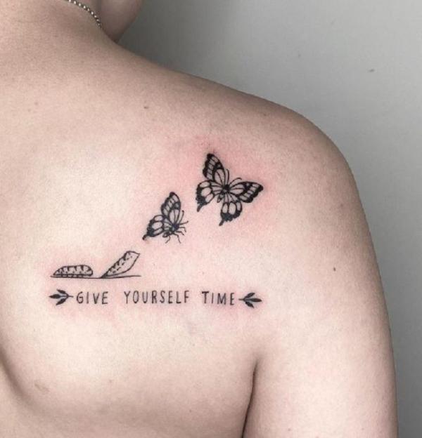 From Caterpillar to Butterfly Tattoo with Quotes