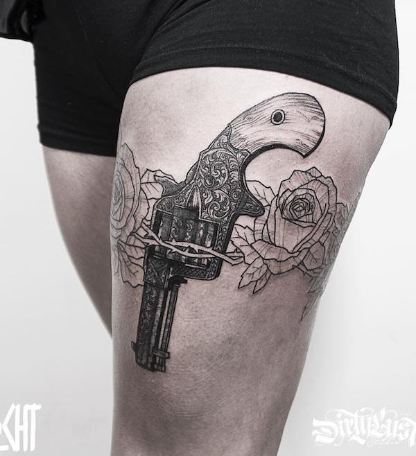 Gun and flower garter