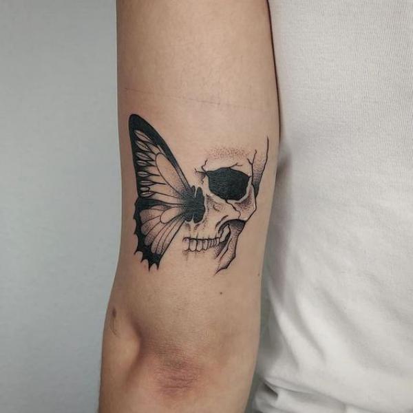 Half butterfly half skull