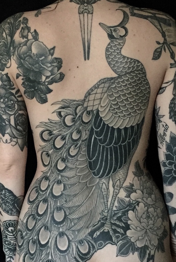 Japanese peacock tattoo