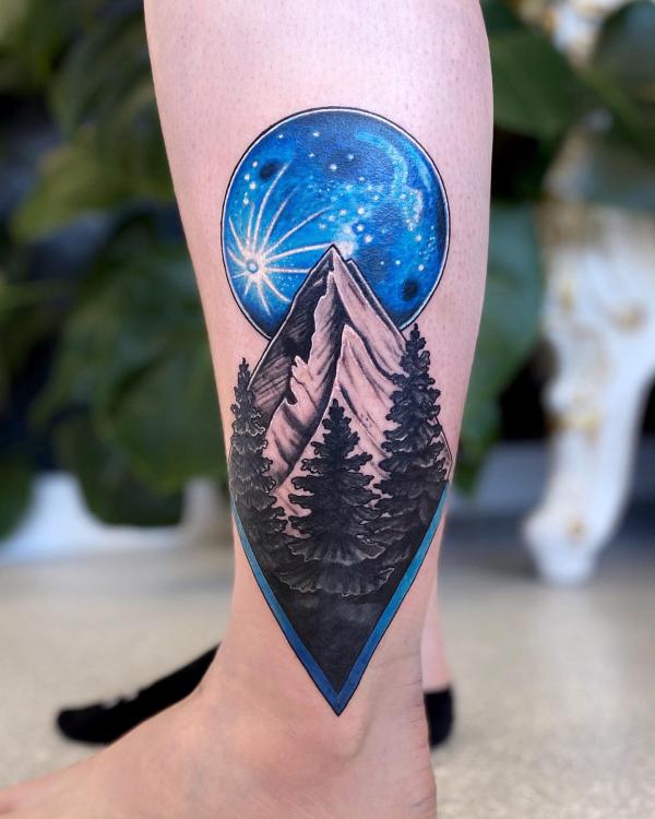 Stairway to the Mountains with Crescent Moon  Tattoo Abyss Montreal