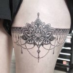 Mandala lotus garter tattoo