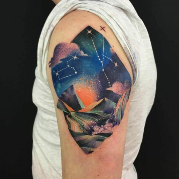 Mountain Sky With Taurus and Leo Constellation