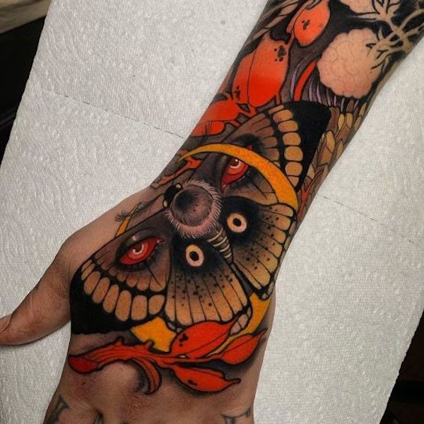 Neo traditional butterfly and crescent moon