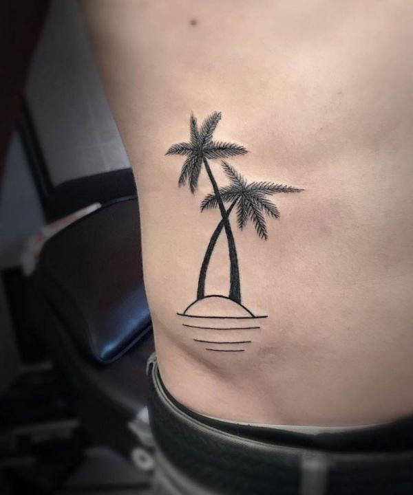 Palm Tree rib cage tattoo