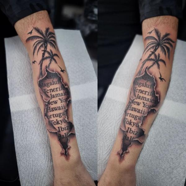 Palm tree with quotes in ripped skin