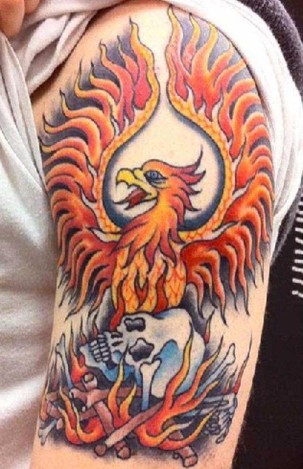 Phoenix and Skull Tattoo