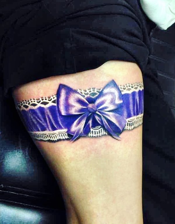 Purple ribbon garter