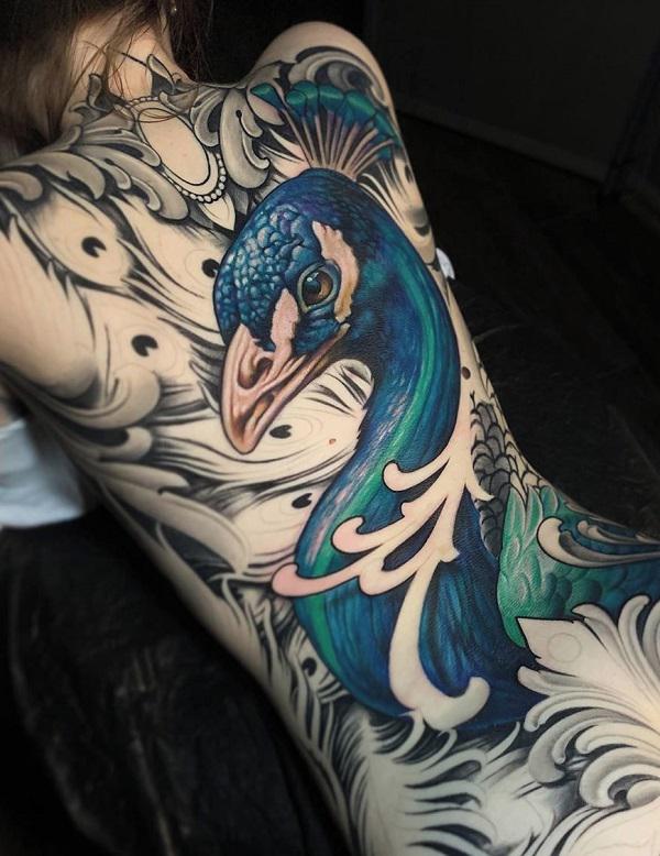 This-old-school-style-tattoo-depicts-a-peacock -sitting-in-a-tree-displaying-its-colorful-feathers1 – YOGA FOR EMPATHS &  HSPs