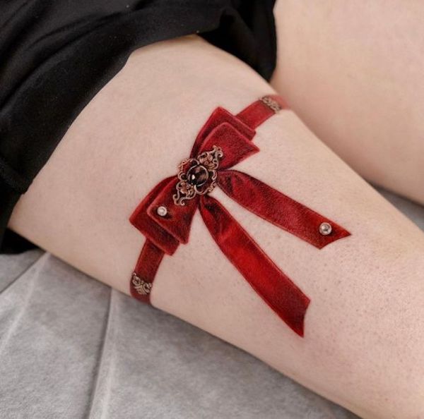 Red ribbon garter
