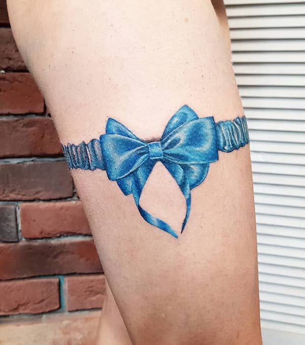 Satin Ruffle Ribbon garter with bow