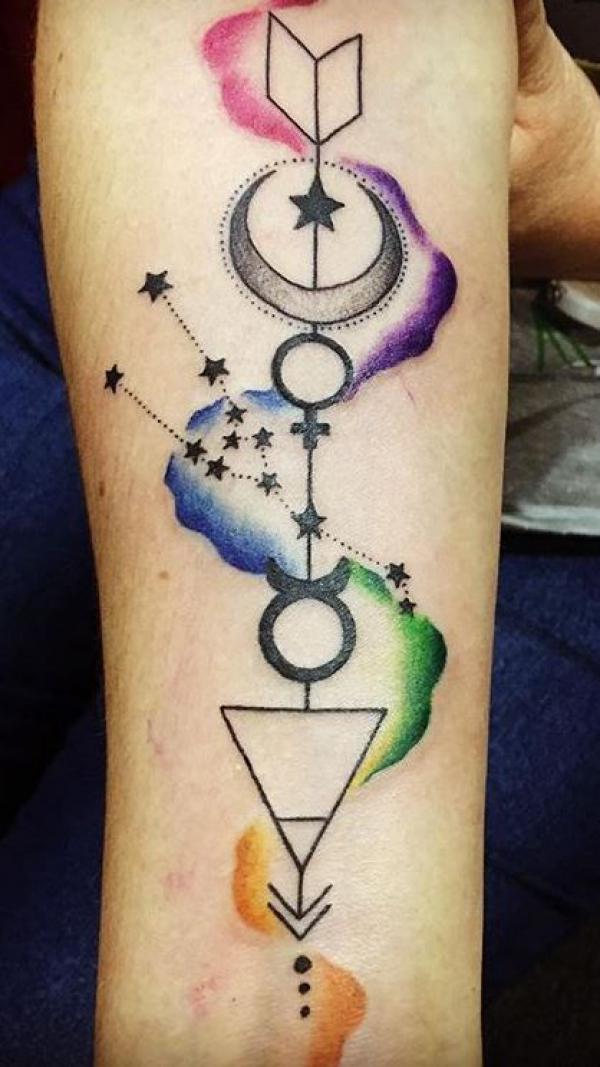 Taurus Constellation with crescent moon and stars