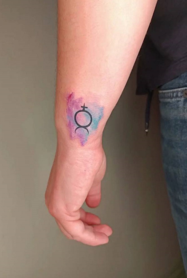 Taurus Glyph on watercolor backdrop