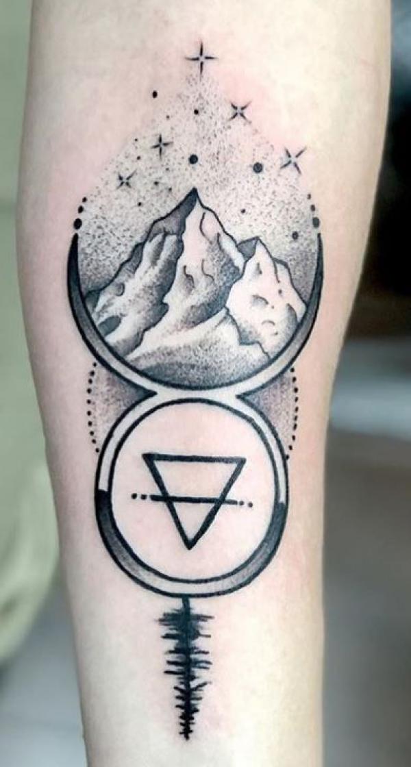 Taurus Glyph with mountian and Stars