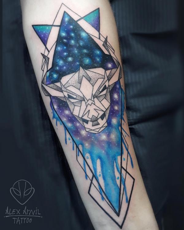 Taurus head on watercolor galaxy backdrop