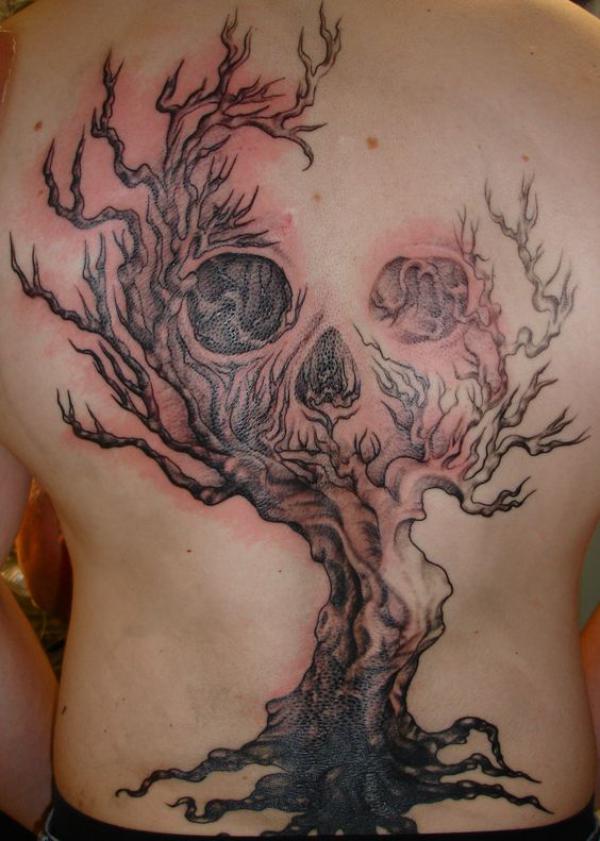 Tree of life with negative space skull