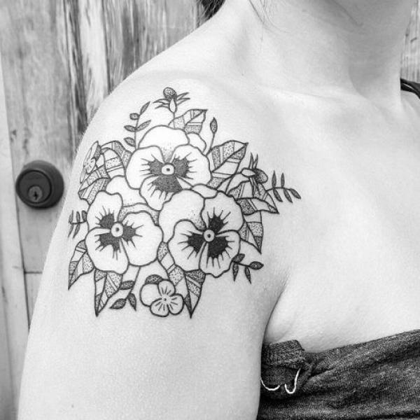 Violet flower line work