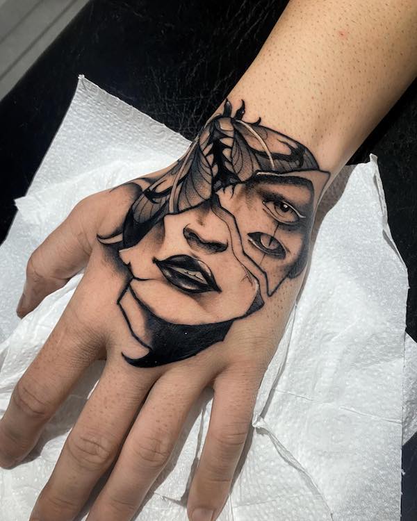 Womans face with a butterfly