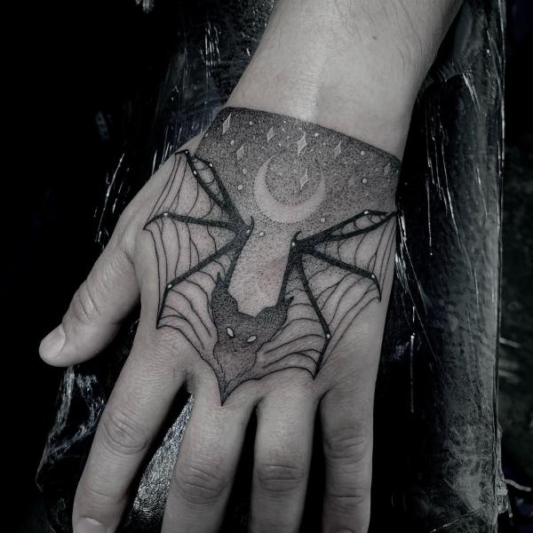 A bat with extended wings