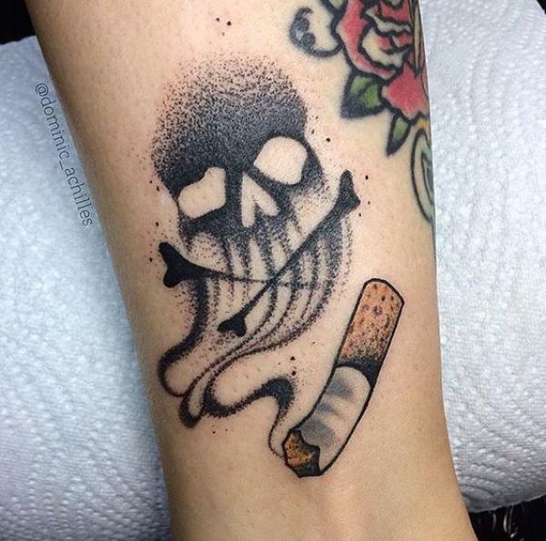 Abstract pirate flag symbol with smoking cigarette