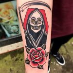 American traditional grim reaper tattoo